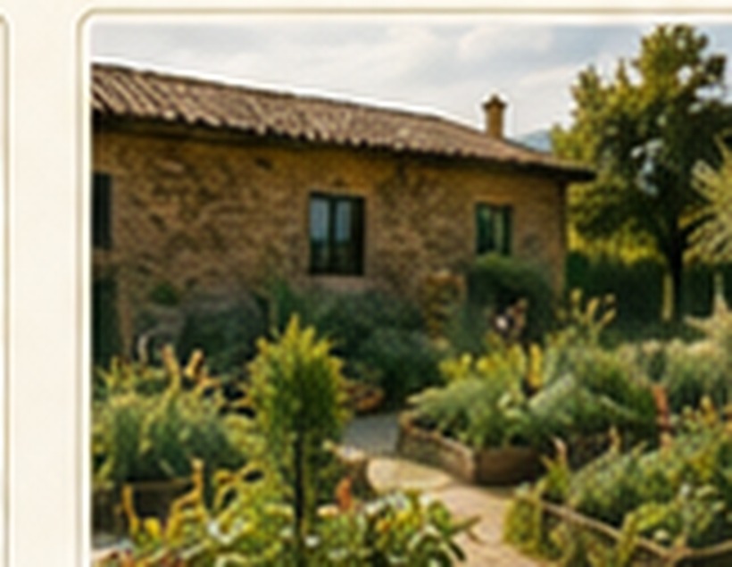 Jardín comestible integrado en un hotel rural