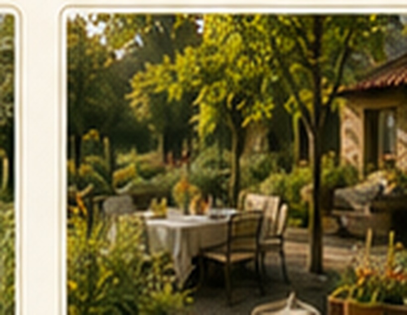 Jardín junto a una zona de restaurante